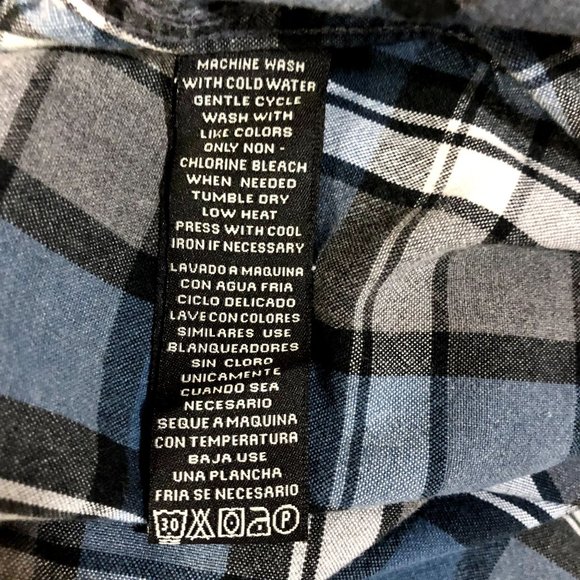 Ralph Lauren Polo Jeans Shirt Mens L Used Blue Plaid - Picture 7 of 13